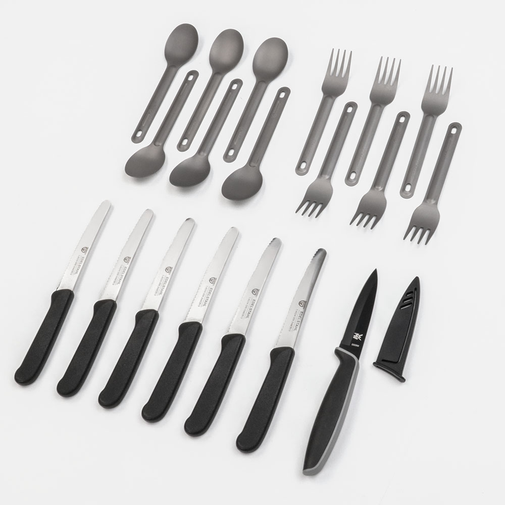 Inhalt Mini Hungry Titan, inkl. Titan-Gabeln und - Löffel Inhalt Mini Hungry Titan, inkl. Titan-Gabeln und - Löffel