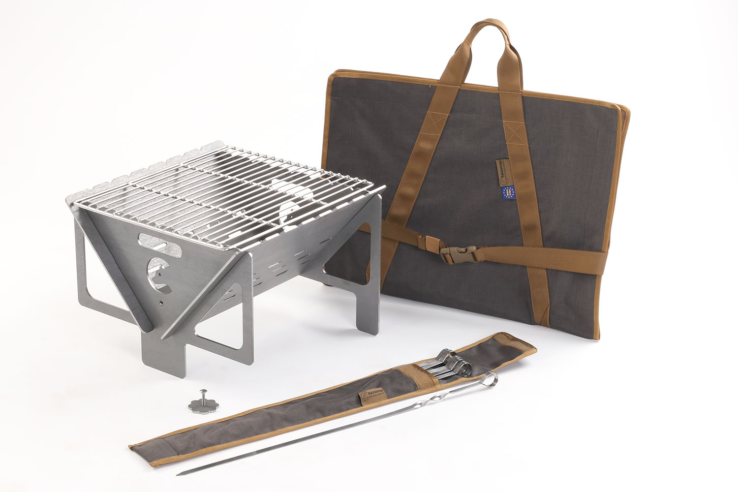 Carbon Stahl Feuerschale, Grill, Stecksystem-Grill mit Tragetasche Carbon Stahl Feuerschale, Grill, Stecksystem-Grill mit Tragetasche