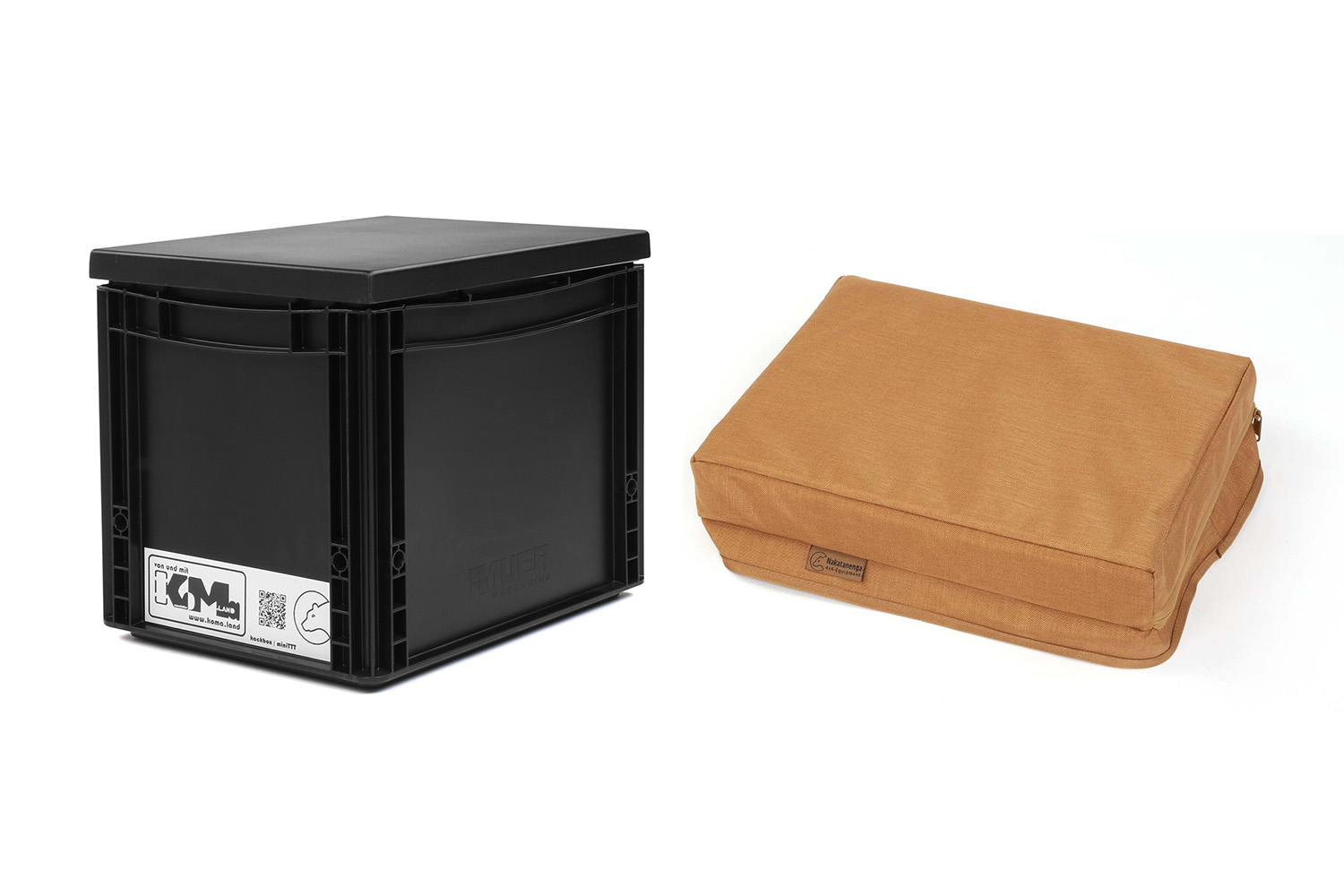 Mini-TrockenTrennToilette, KoMa Kackbox, schwarz, mit Sitzauflage, coyote