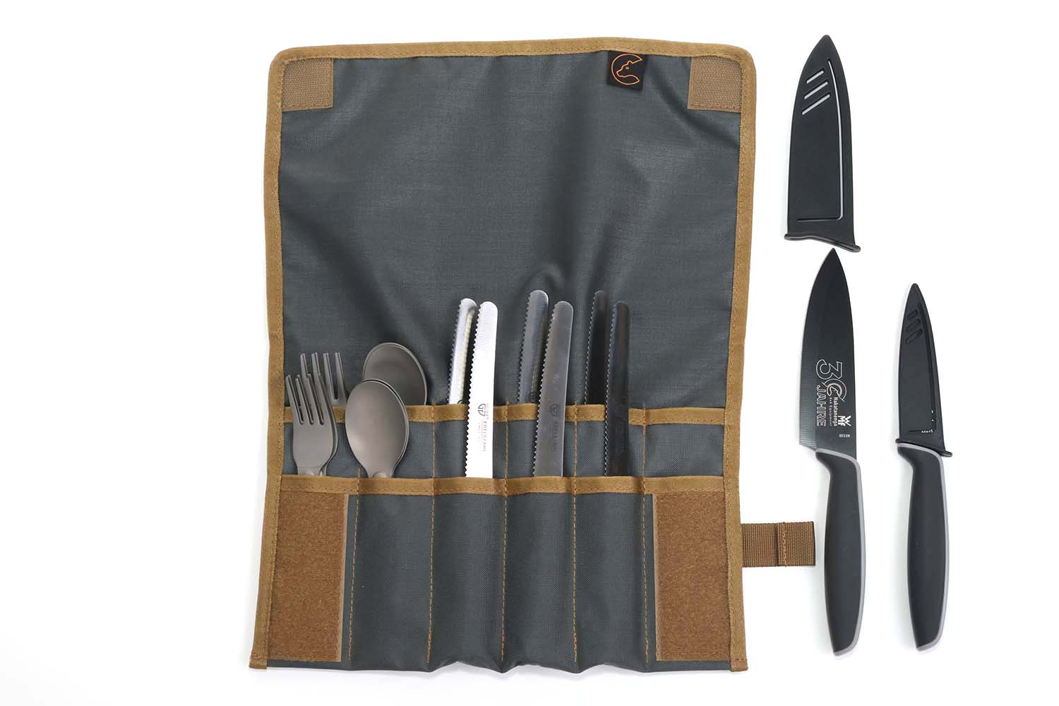 Bestecktasche, inkl. Messer, Gabeln, Teelöffel und Esslöffel Bestecktasche, inkl. Messer, Gabeln, Teelöffel und Esslöffel