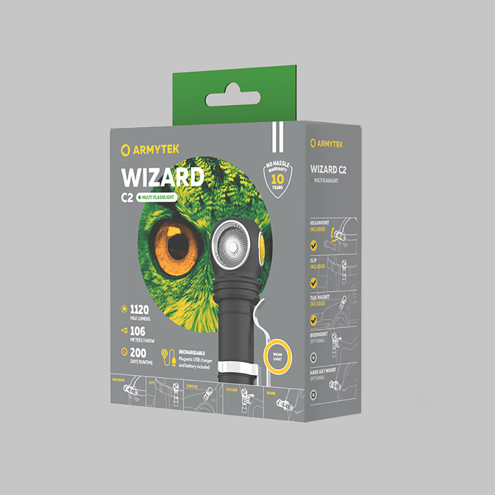 ARMYTEK WIZARD C2 MAGNET USB, F08901W, Taschenlampe, Stirnlampe ARMYTEK WIZARD C2 MAGNET USB, F08901W, Taschenlampe, Stirnlampe