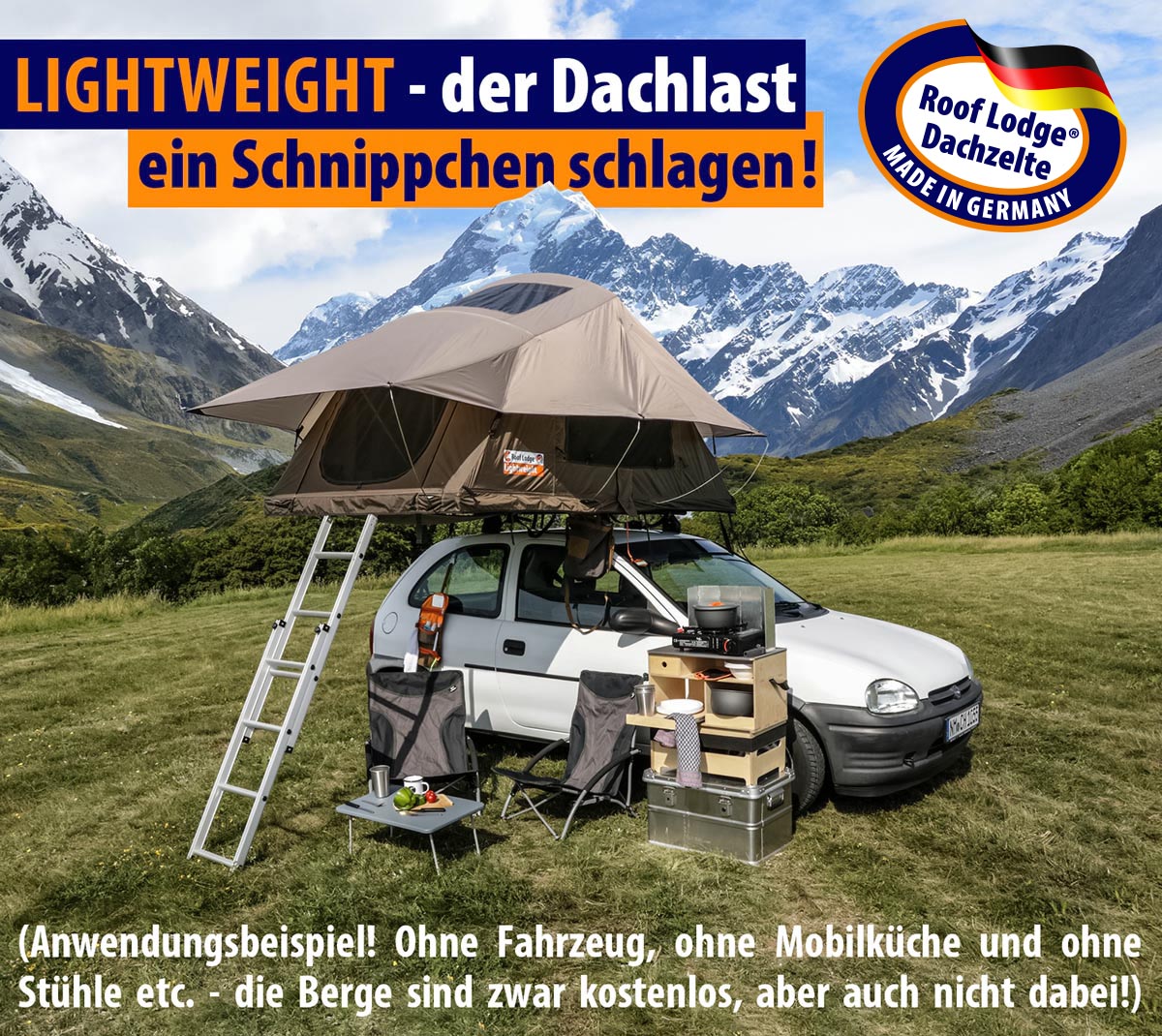 Auto-Dachzelt LIGHTWEIGHT: auch für Fahrzeuge mit geringerer Dachlast geeignet Auto-Dachzelt LIGHTWEIGHT: auch für Fahrzeuge mit geringerer Dachlast geeignet