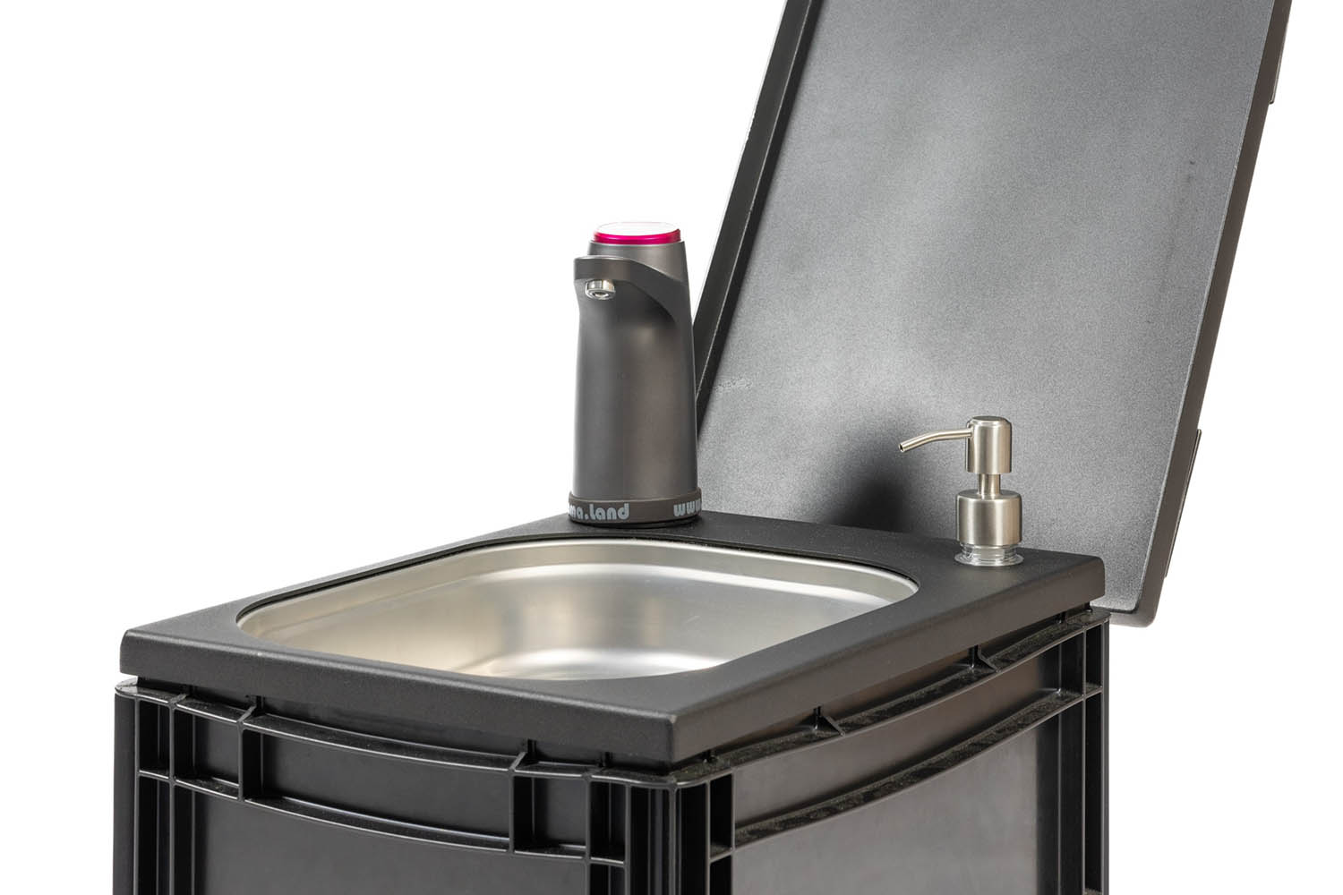 Waschbecken, inkl. Seifenspender, schwarz