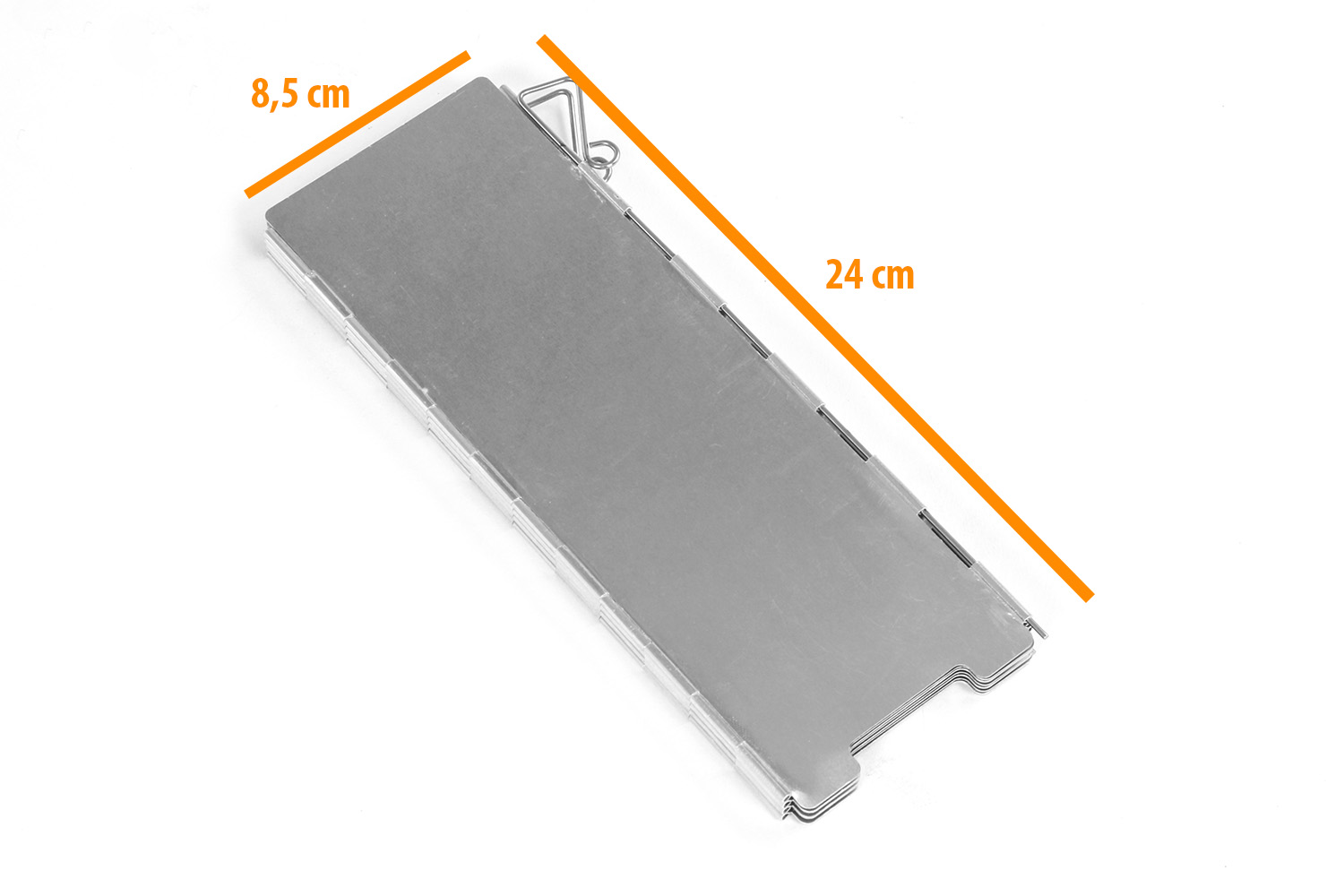 faltbarer Alu Windschutz, Maße mit 8 Lamellen, zusammengefaltet