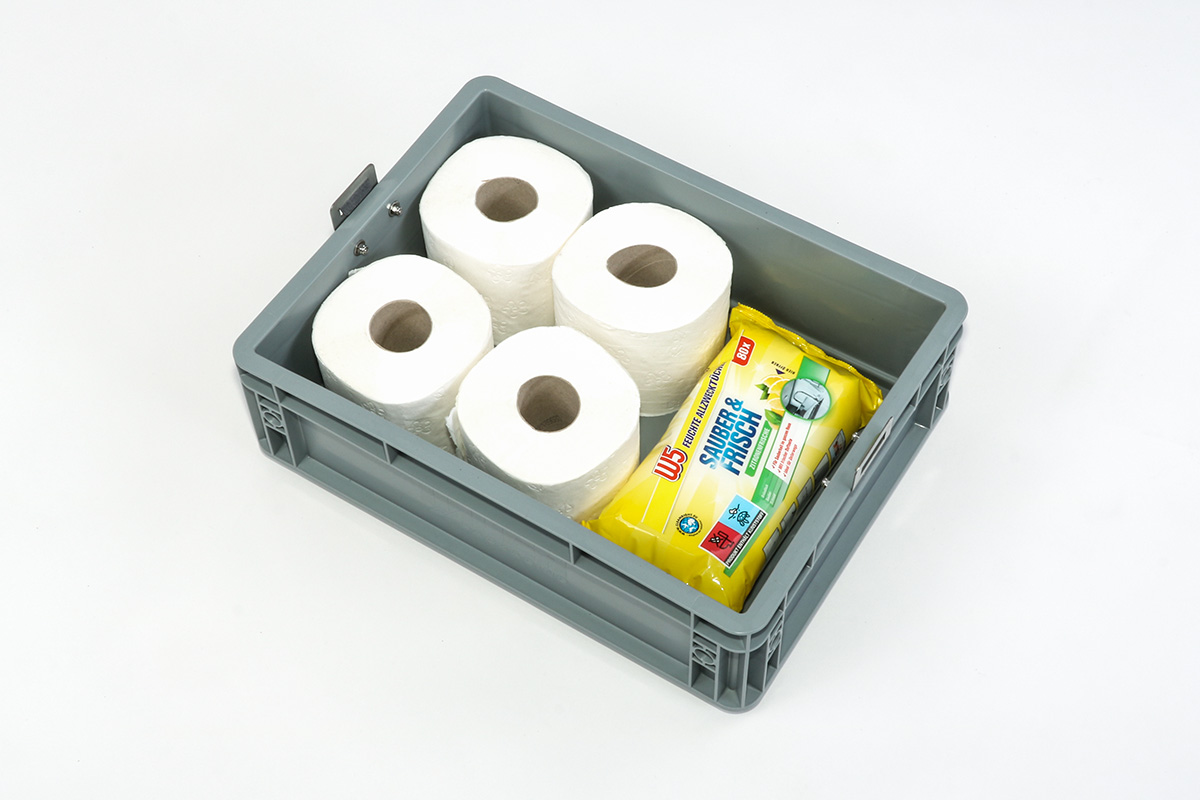 Zusatzbox DIN befüllt Trocken-Trenn-Toilette Zusatzbox DIN befüllt Trocken-Trenn-Toilette