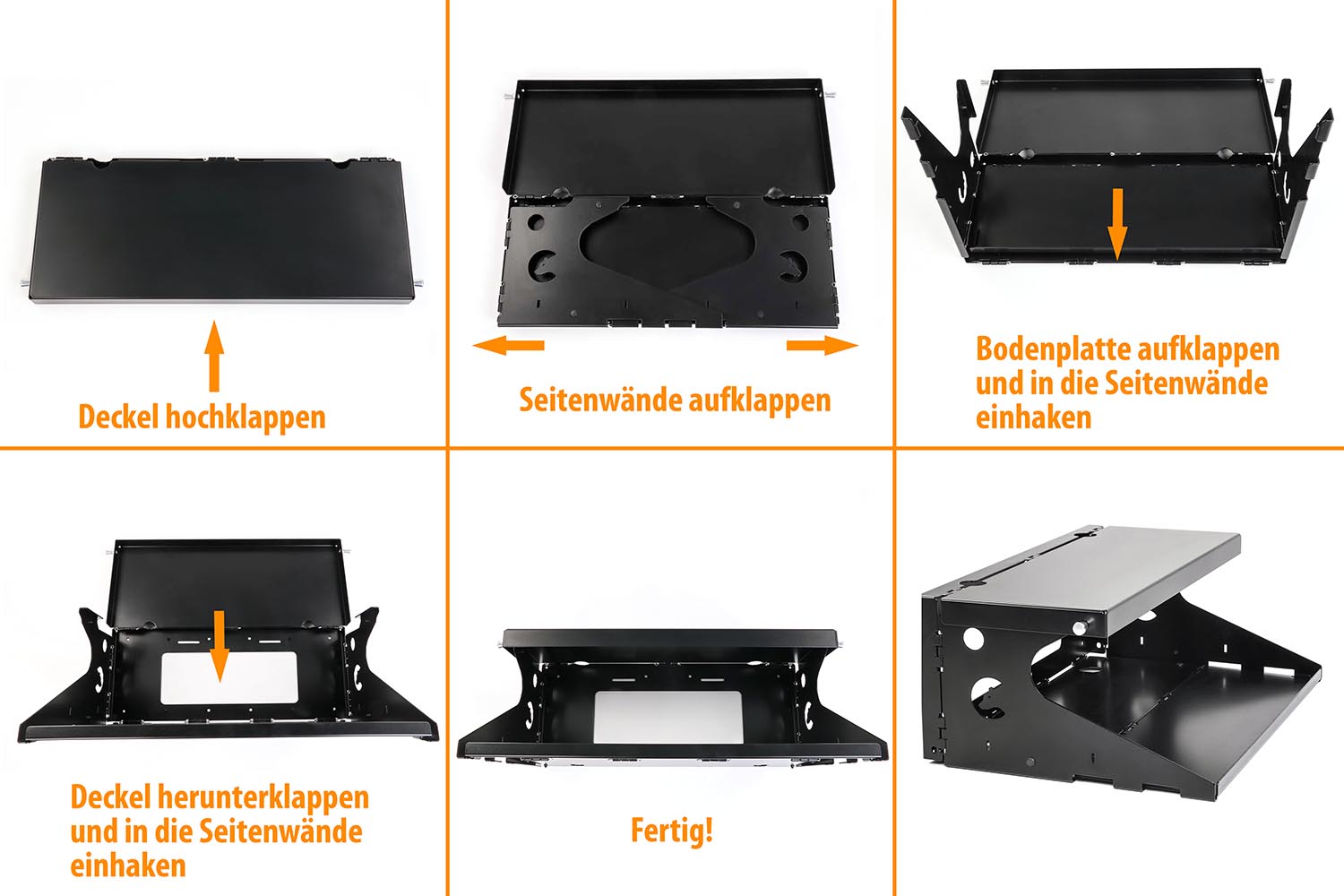Kurzanleitung, Klapptisch aus Aluminium, schwarz gepulvert Kurzanleitung, Klapptisch aus Aluminium, schwarz gepulvert